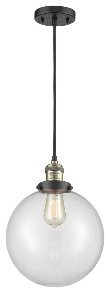 X-Large Beacon 1-Light Mini Pendant, Black Antique Brass, Clear