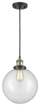 X-Large Beacon 1-Light Mini Pendant, Black Antique Brass, Clear
