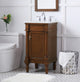 18" Single Bathroom Vanity, Walnut With Ivory White Engineered Marble