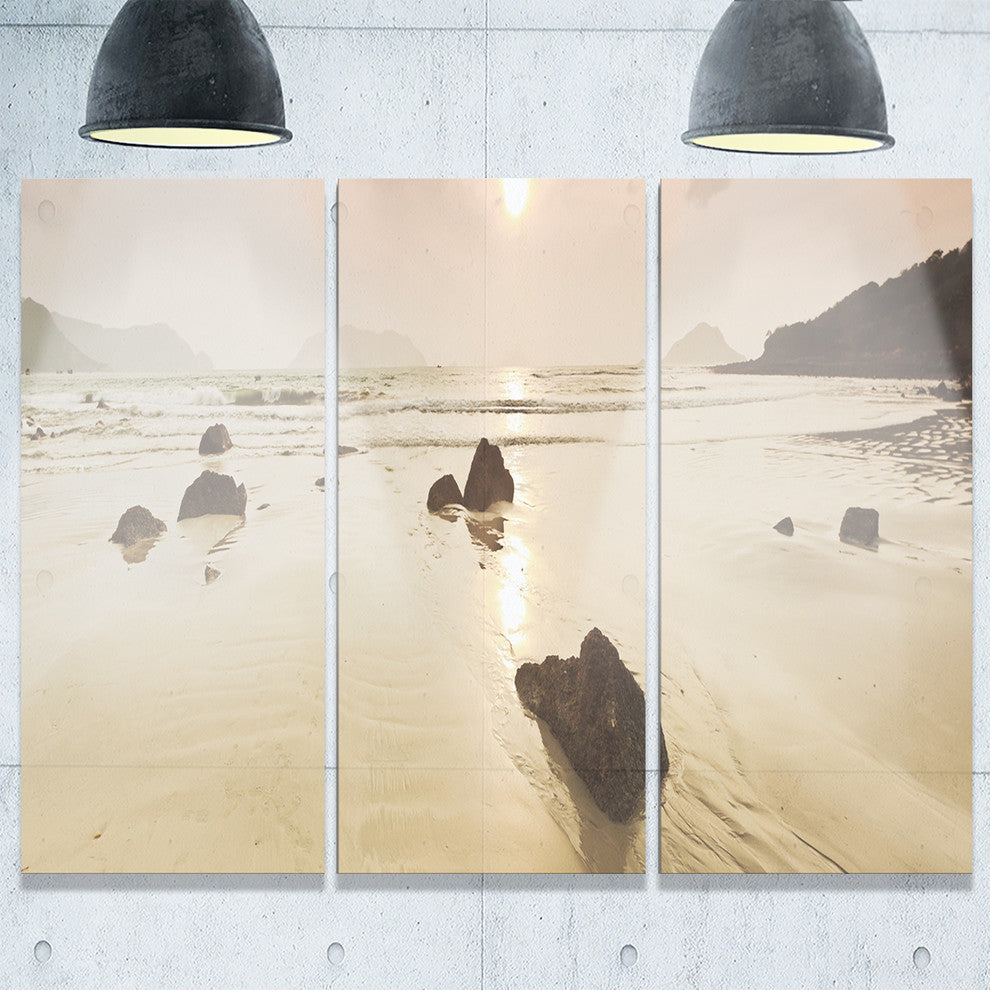 "Sunrise Over Rocky Sea Panorama" Metal Wall Art, 3 Panels, 36"x28"