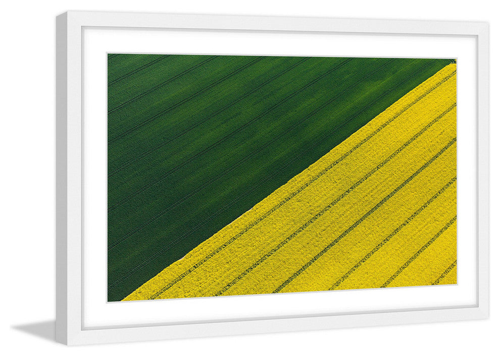 "Green and Yellow Crops" Framed Painting Print