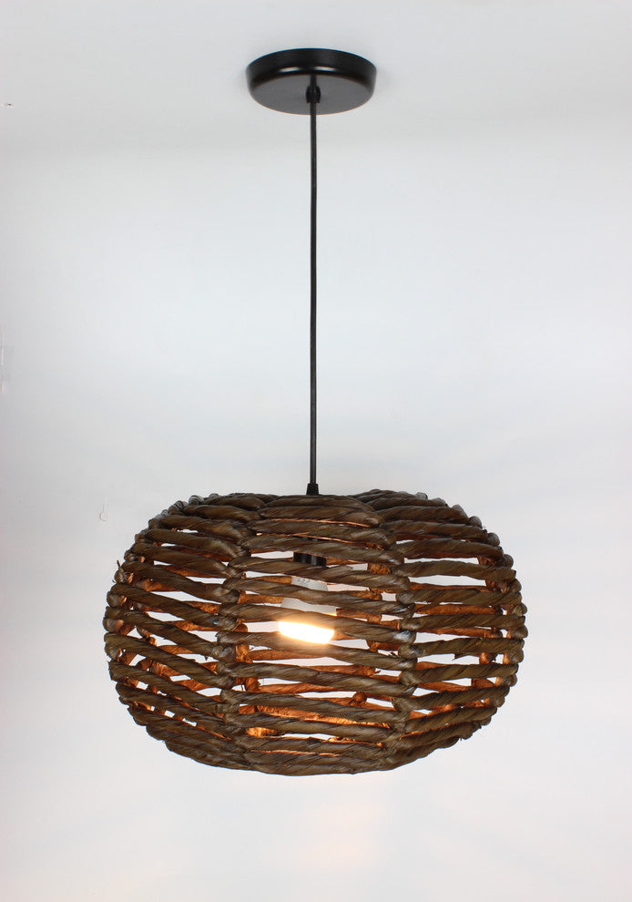 Tropical Maria Tule 1-Light Dark Brown Globe Pendant 16"x10"