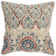 Beige Blue Distressed Floral Pattern Throw Pillow