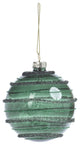 Striped Green Christmas Ball Ornaments, Set of 6, 3"