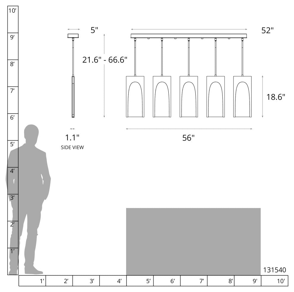 Cypress 5-Light Pendant, Oil Rubbed Bronze