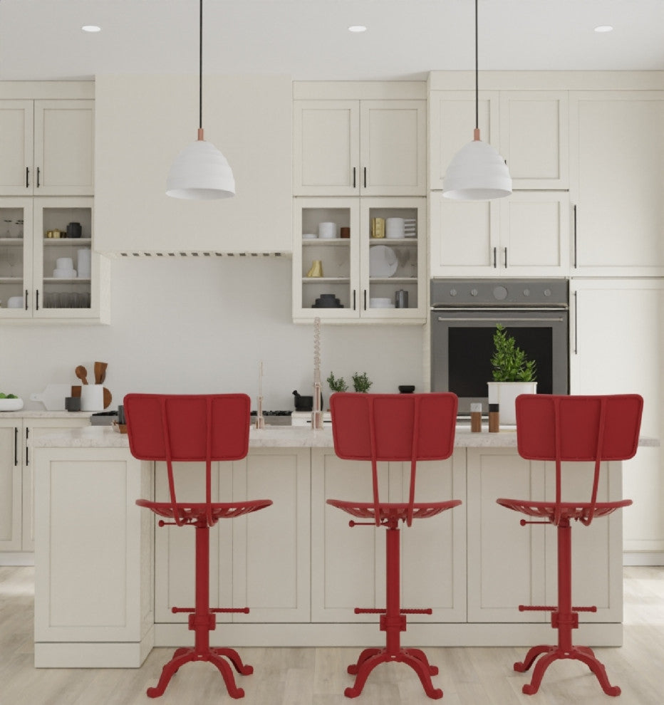 August Tractor Seat Stool With Back, Red