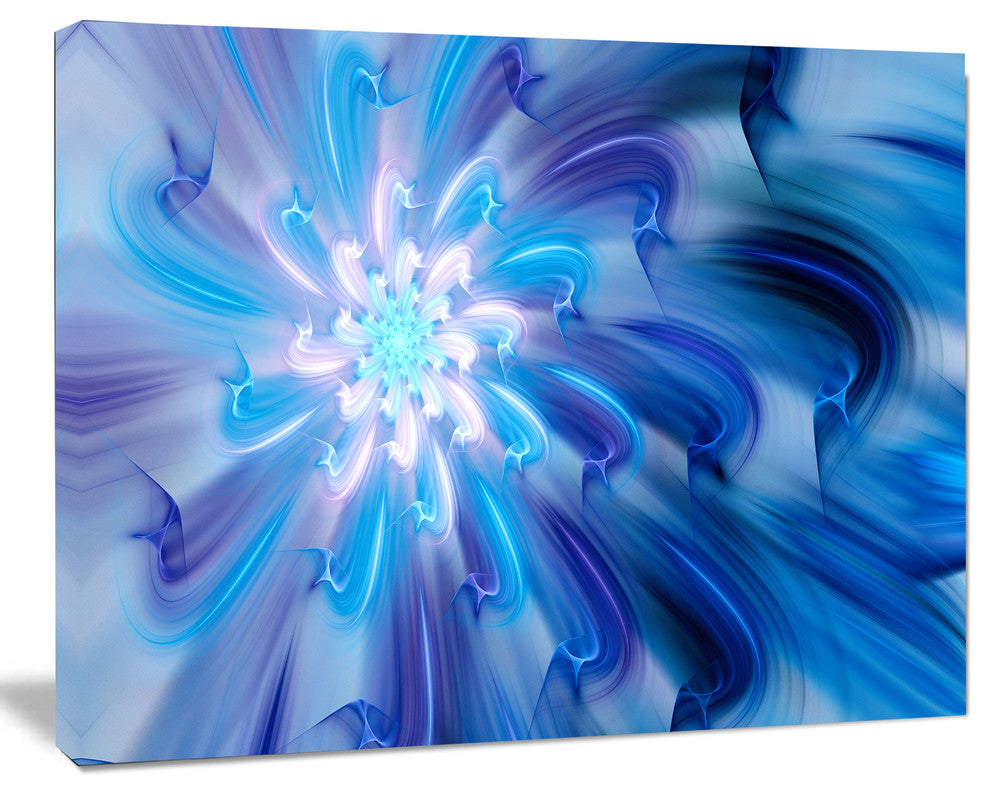 Dance of Blue Fractal Flower Petals, Large Floral Canvas Art Print, 60x40