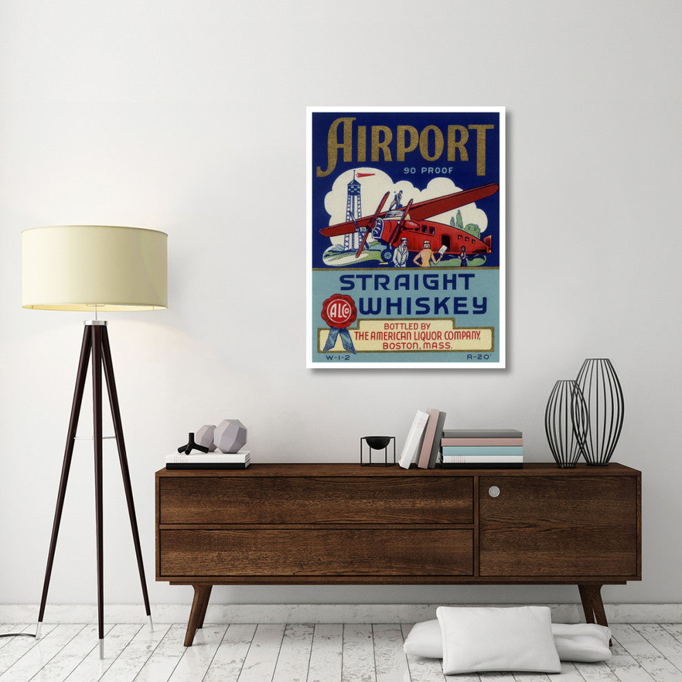 "Airport Straight Whiskey" Digital Paper Print by Vintage Booze Labels, 35"x46"