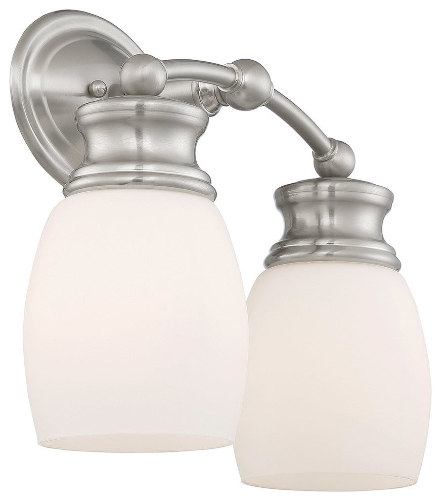 Elise 2-Light Bath Vanity Fixture Vanity, Satin Nickel