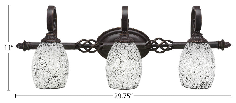 Elegante 3-Light Bath Bar, Black Fusion