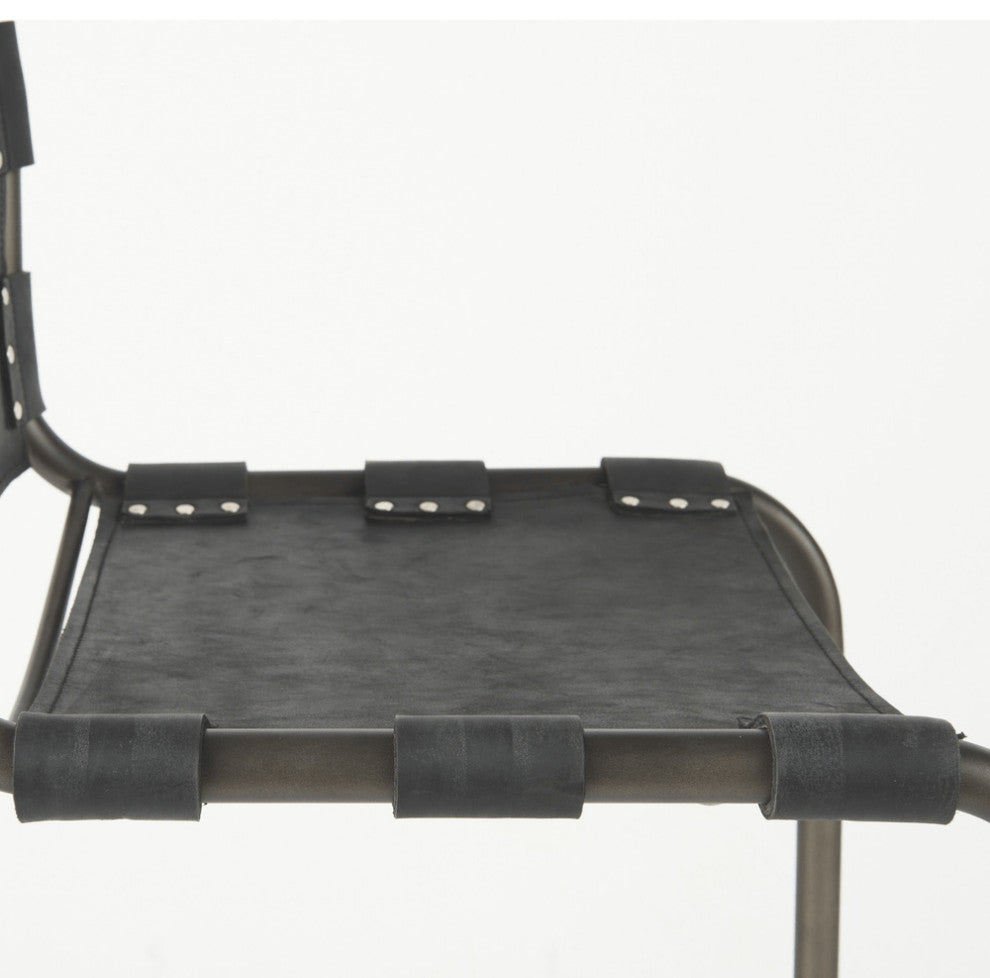 29" Black Steel Bar Chair With Footrest