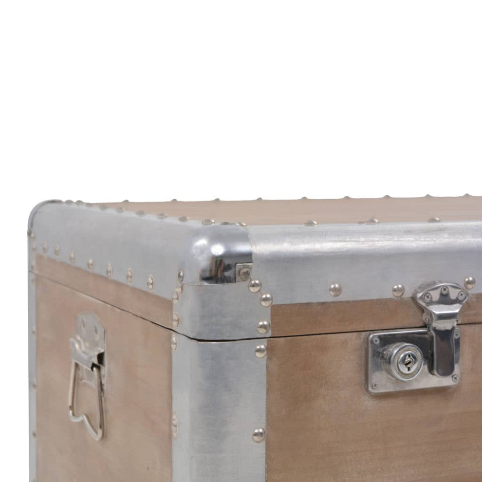 vidaXL Storage Cabinet Tool Chest with Locking System Storage Trunk Solid Wood