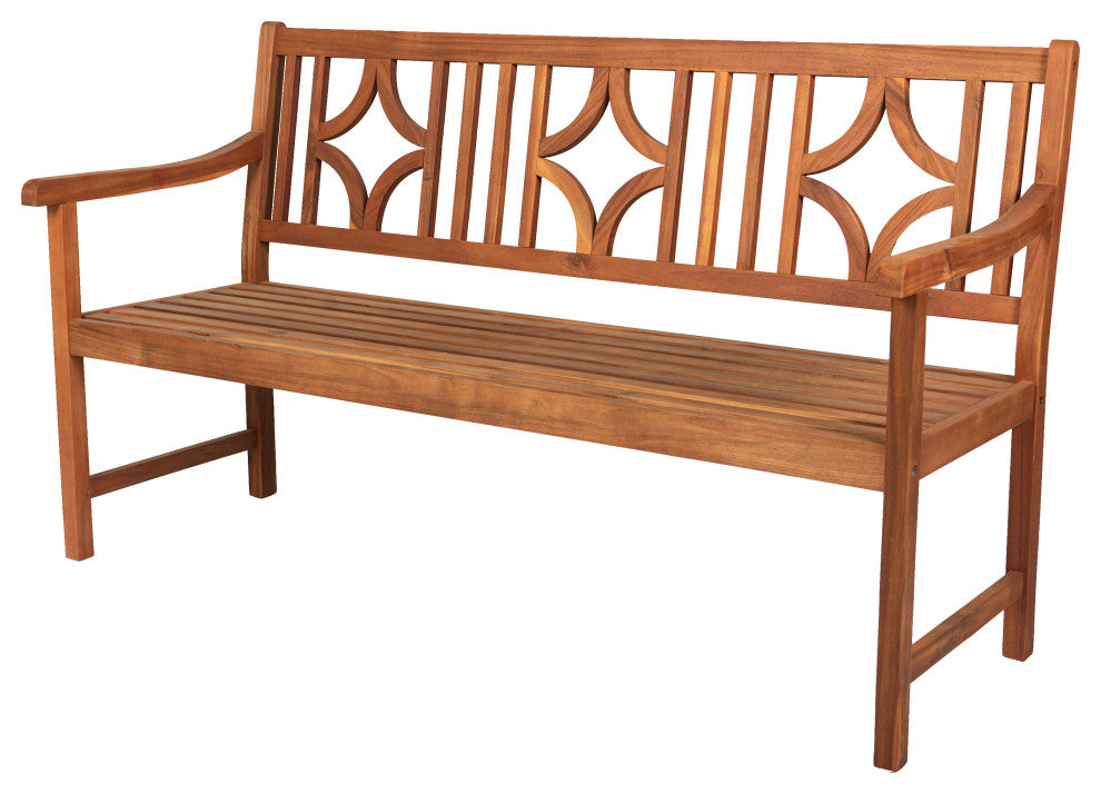Sloane 59.1" 3-Seat Ogee Diamond-Back Acacia Outdoor Garden Patio Bench