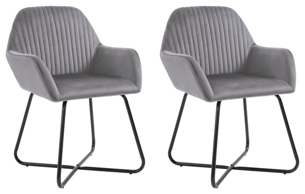 vidaXL Dining Chairs 2 pcs Gray Velvet