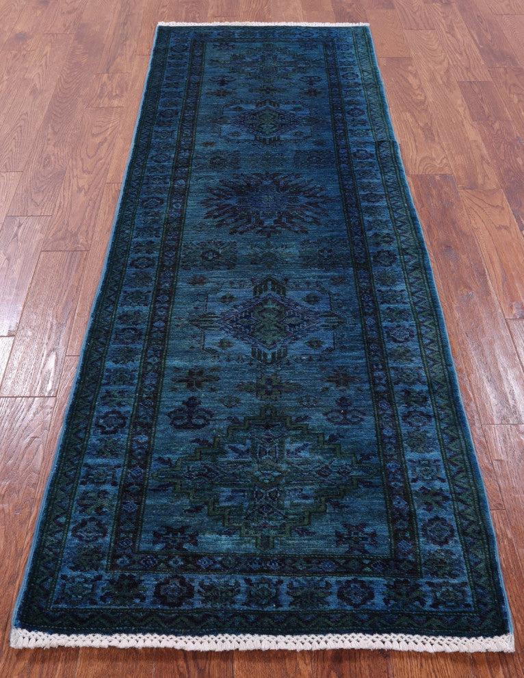 2' 8" X 7' 10" Runner Full Pile Overdyed Kazak Handmade Rug - Q12743