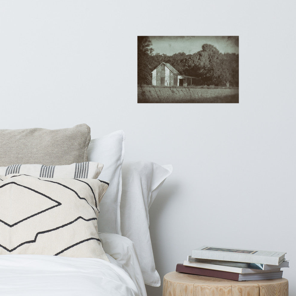 Patriotic Barn in Field Landscape Photo Unframed Wall Art Print, 12" X 18"