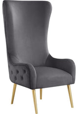 Pemberly Row Modern / Contemporary Grey Finish Velvet Accent Chair