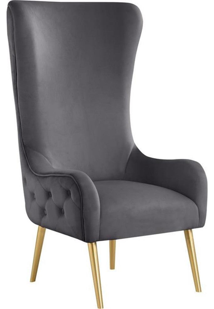 Pemberly Row Modern / Contemporary Grey Finish Velvet Accent Chair