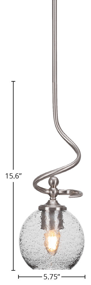 Capri Stem Mini Pendant Shown In Brushed Nickel Finish With 5.75" Smoke Bubble