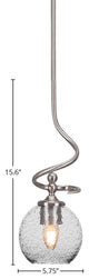 Capri Stem Mini Pendant Shown In Brushed Nickel Finish With 5.75" Smoke Bubble