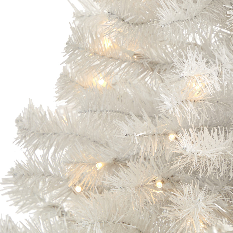 Nearly Natural 4' White Artificial Christmas Tree with 100 Clear LED Lights