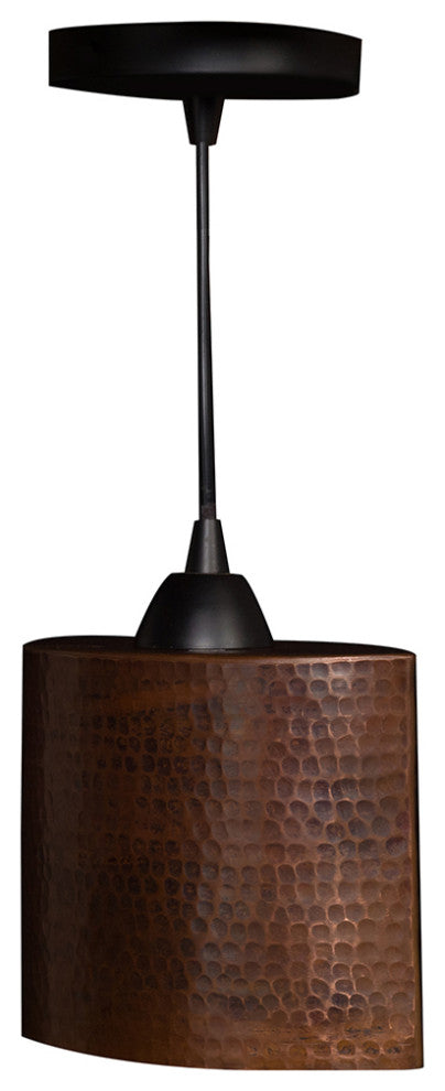Hand Hammered Copper 8" Oval Cylinder Pendant Light