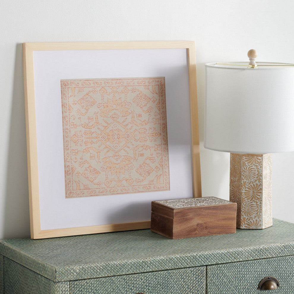 Safavieh Stenquist 18" Gold//Beige Framed Textile Wall Art