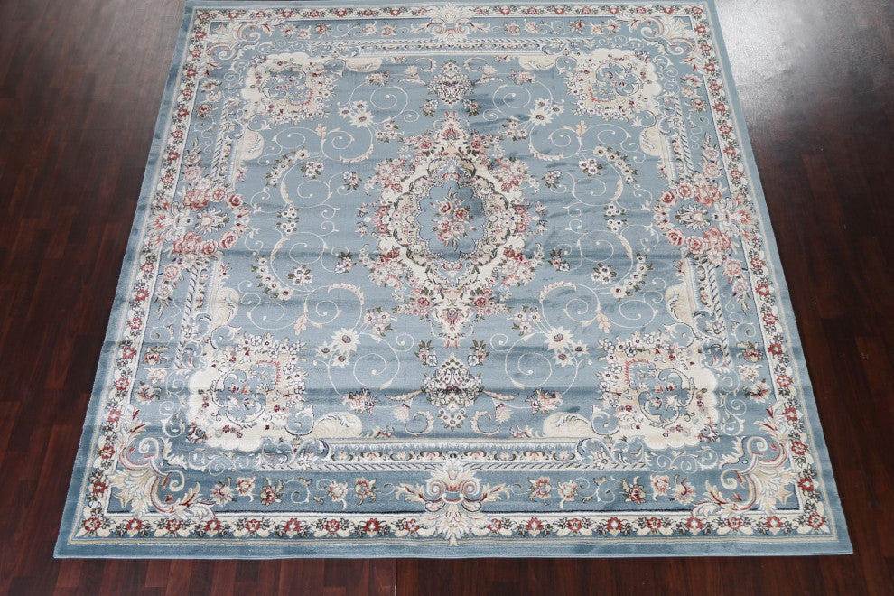 Light Blue Floral Medallion Transitional Turkish Rug Oriental Carpet 10x10