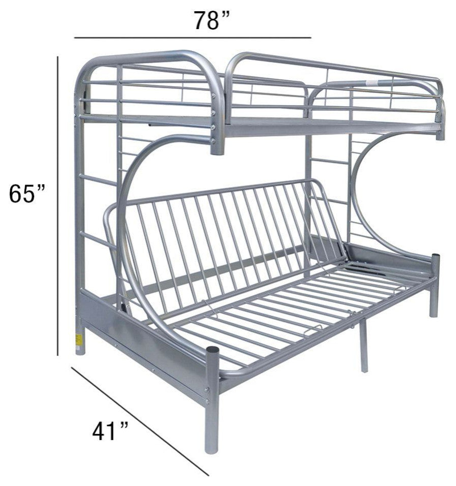 Cameron Multi-Function Futon/Bunk Bed, Silver, Twin/Full/Futon