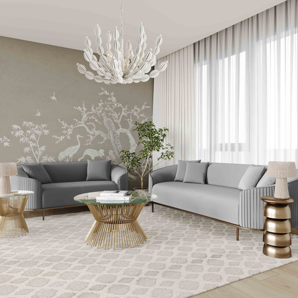 Michelle Light Gray Pleated Sofa