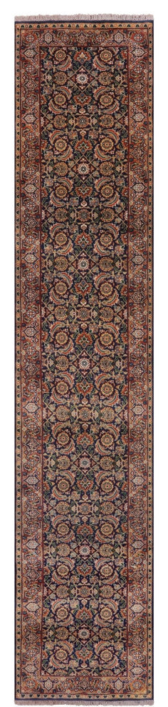 2' 5" X 12' 1" Runner Persian Hill Herati Hand Knotted Wool Rug - Q7157