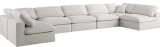 Plush Velvet / Down Standard Comfort 7-Piece U-Shaped Modular Sectional, Cream