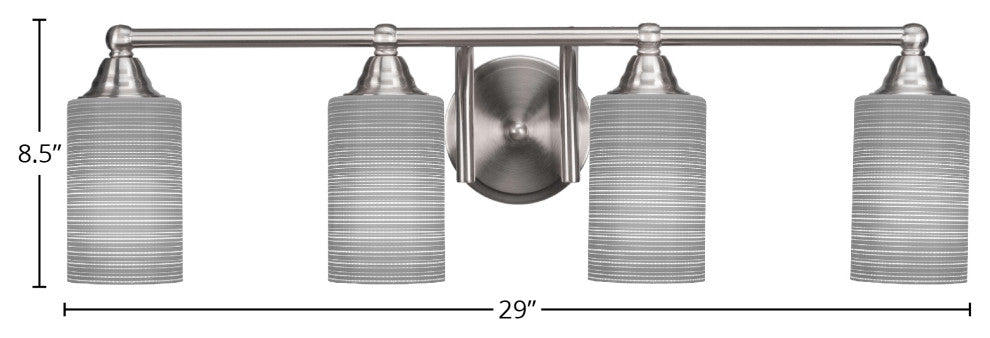 Paramount 4-Light Bath Bar, Brushed Nickel, 4" Gray Matrix Glass