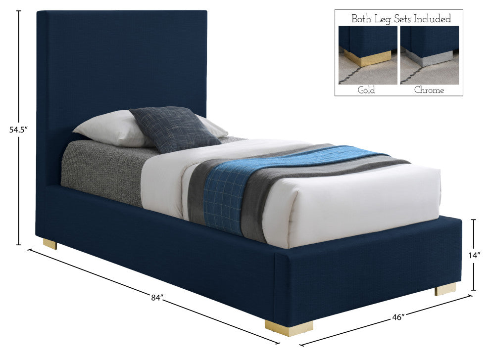 Crosby Linen Upholstered Bed, Navy, Twin