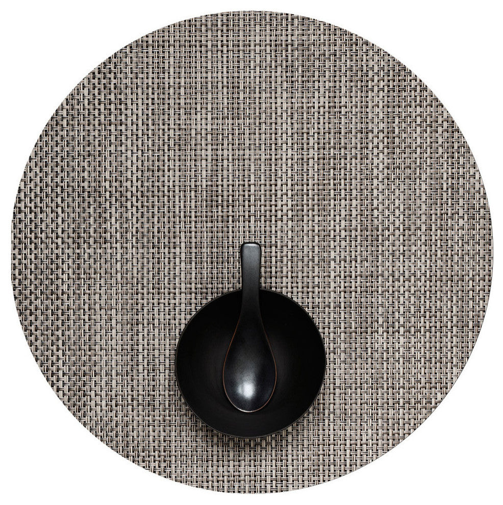 Basketweave Table Mat Round, Oyster