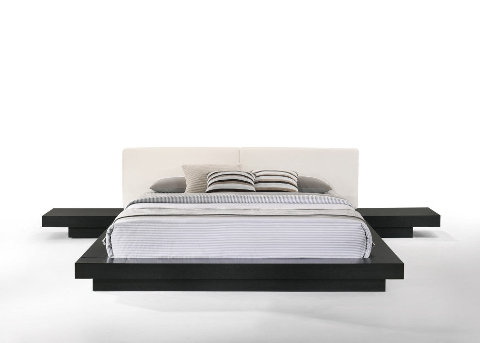 Modrest Tokyo Contemporary Black and White Platform Bed, Eastern King