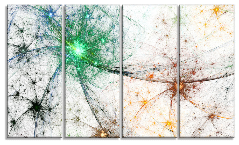 Abstract Colorful Fireworks, Abstract Canvas Art Print, 48"x28", 4 Panels