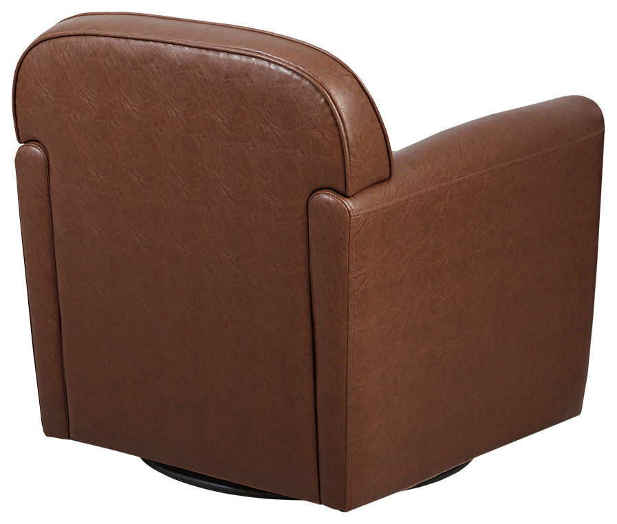 Archer Faux Leather Swivel Lounging Armchair, Brown