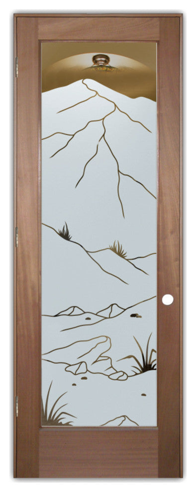 Interior Prehung Door or Interior Slab Door - Mountains Foliage - Mahogany -...
