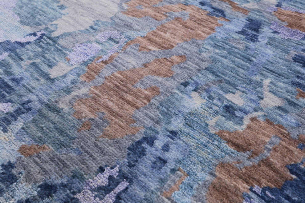 8' 0" X 10' 2" Wool and Silk Modern Hand Knotted Rug Q6937