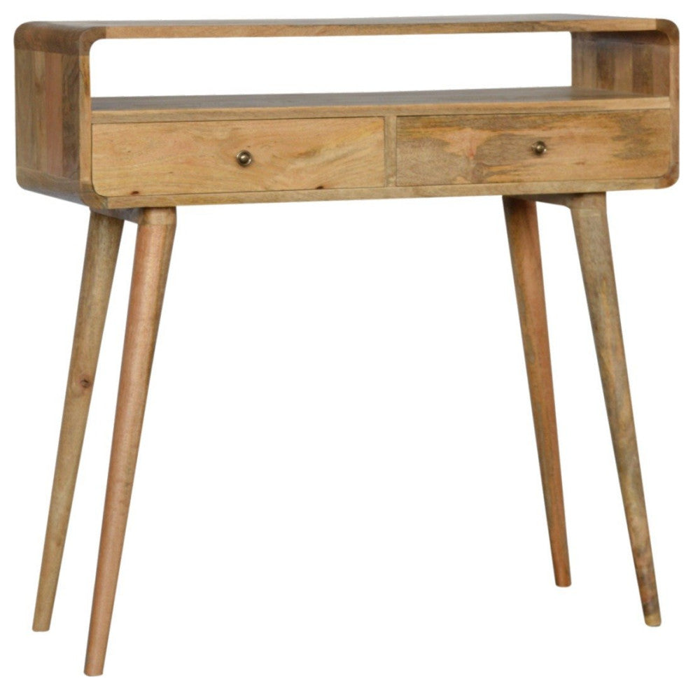 Curved Oak-ish Console Table