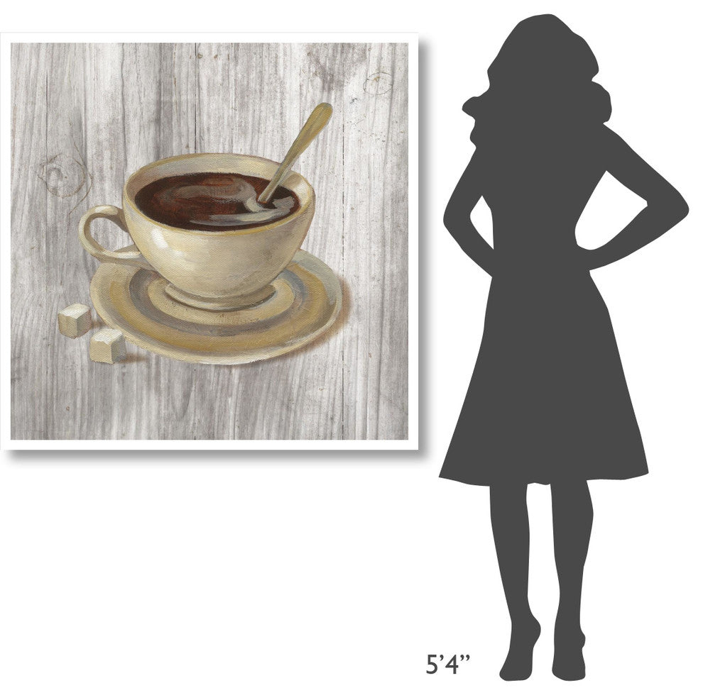 "Coffee Time VI on Wood" Digital Paper Print by Silvia Vassileva, 42"x42"