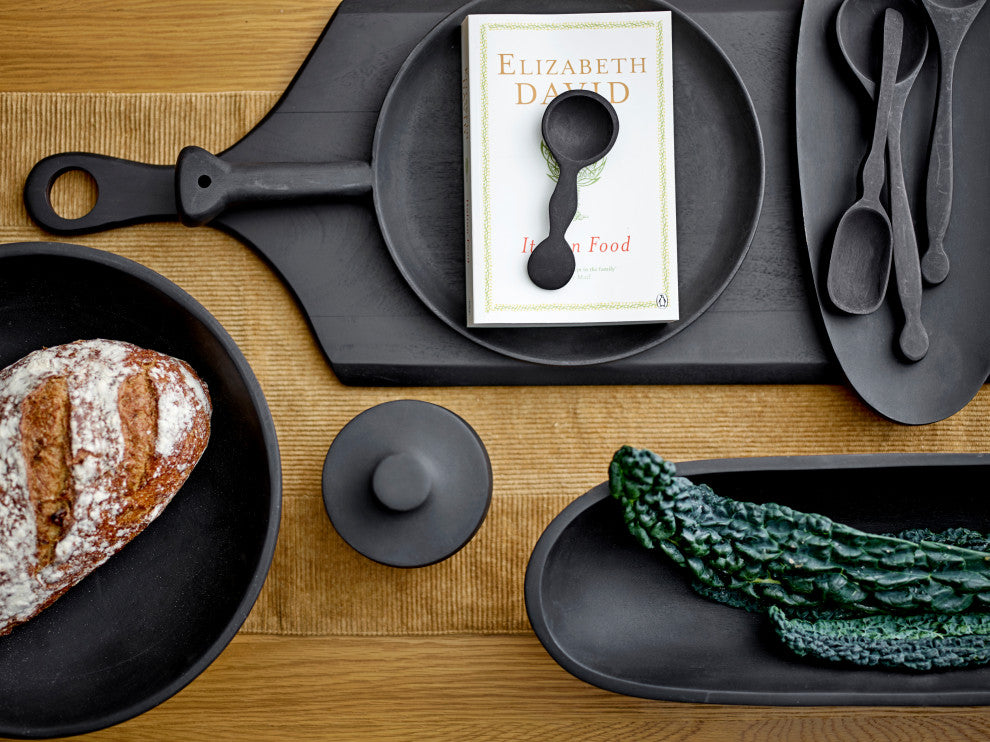 Mango Wood Footed Bowl, Black