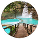 Stairway Into Beautiful Waterfall, Landscape Round Wall Art, Disc of 11 Inch