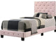 Glory Furniture Suffolk Velvet Upholstered Twin Bed in Pink