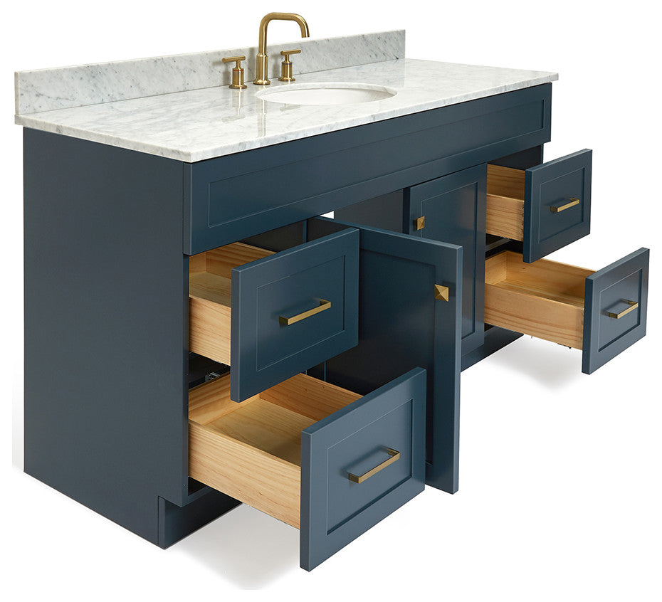 Ariel Hamlet 61" Oval Sink Bath Vanity, 0.75" Carrara Marble