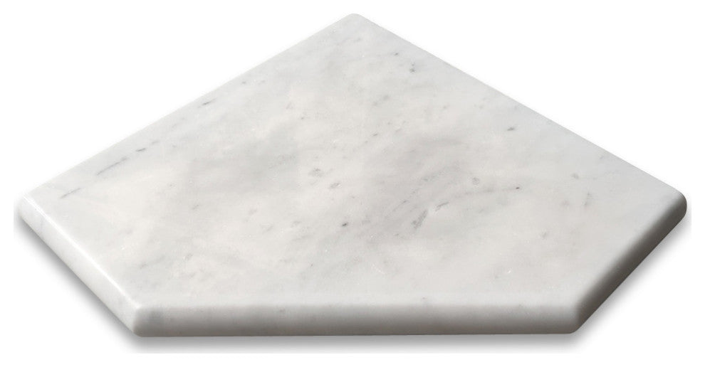 Carrara White Marble 8" Diamond Shower Corner Shelf Soap Dish Bullnose, 1 piece
