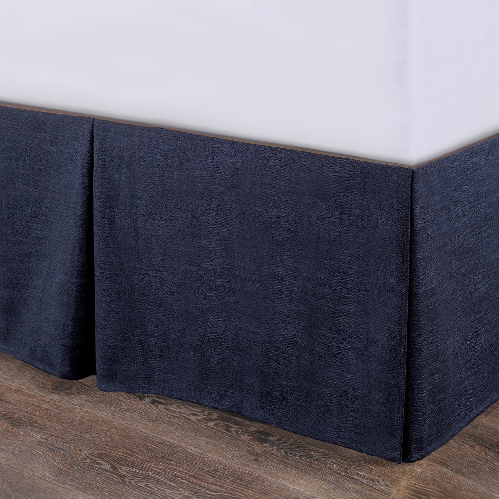 Camden Bed Skirt With 18" Drop, King Nubby Blue