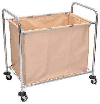 Luxor Laundry Cart With Steel Frame and Tan Canvas Bag