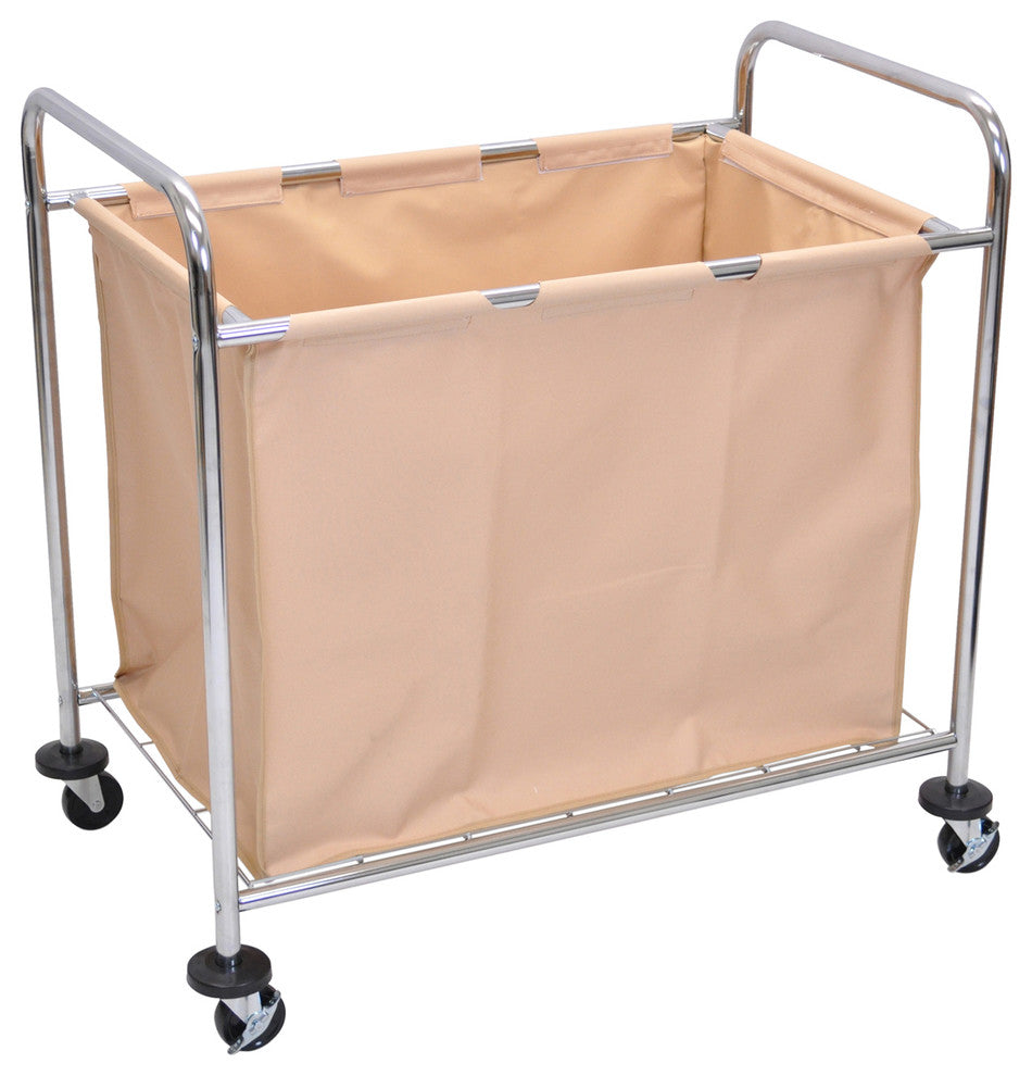 Luxor Laundry Cart With Steel Frame and Tan Canvas Bag